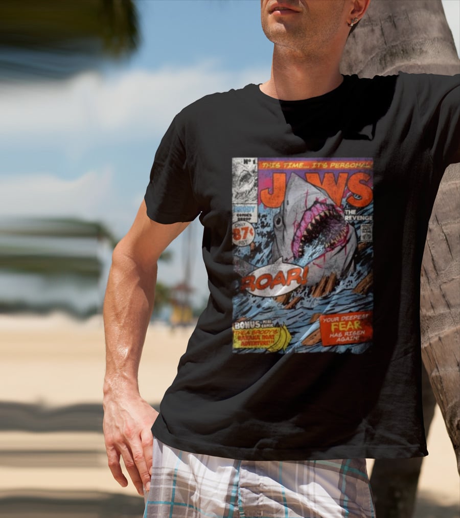 Fright-Rags Jaws The Revenge Comic Cover Shark Roar Adventure T-Shirt