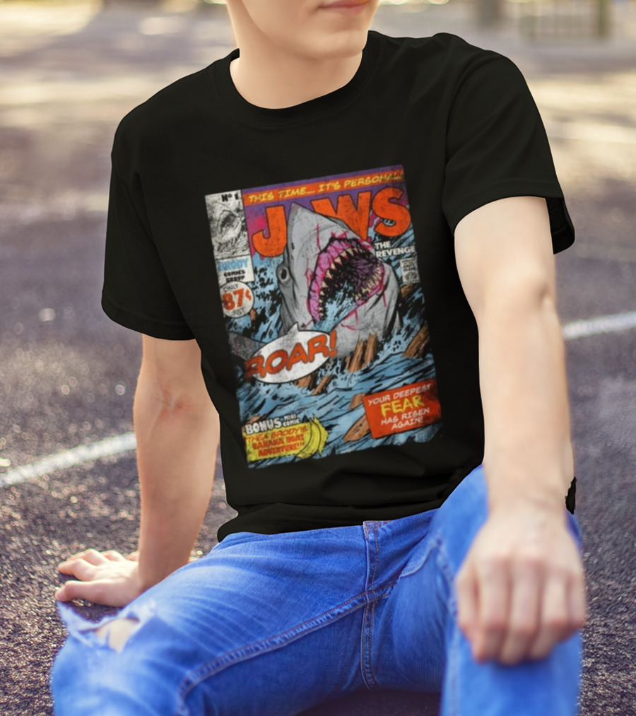 Fright-Rags Jaws The Revenge Comic Cover Shark Roar Adventure T-Shirt