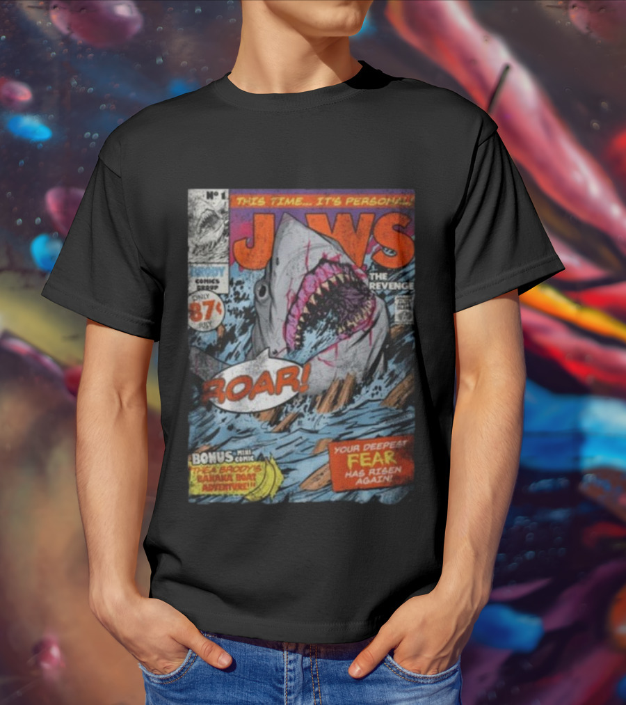 Fright-Rags Jaws The Revenge Comic Cover Shark Roar Adventure T-Shirt