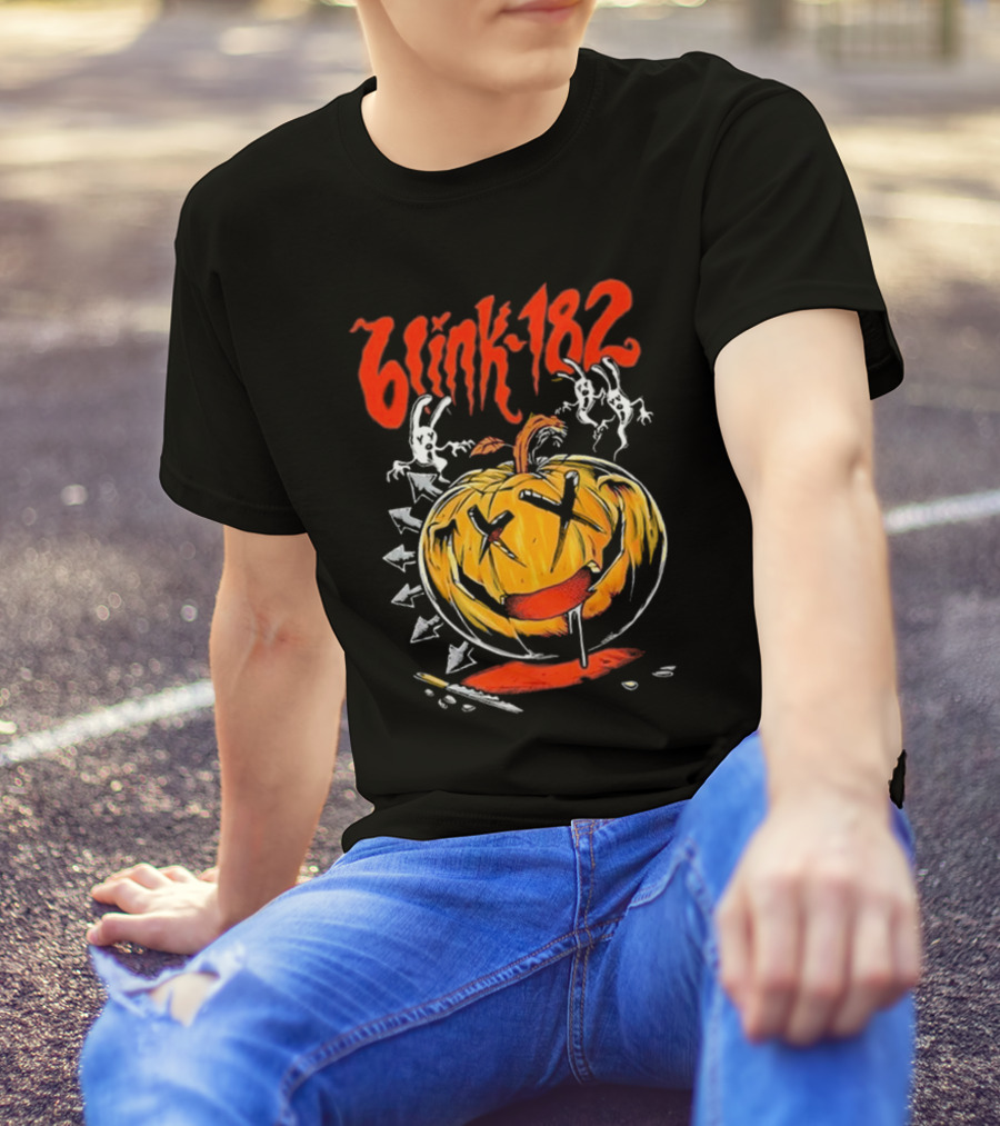 Blink-182 Halloween Pumpkin With Ghosts And Arrows T-Shirt