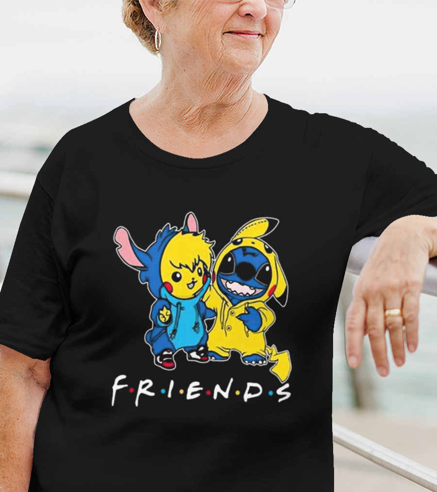 Friends Stitch And Pokemon Pikachu Friends For Life Disney T-Shirt