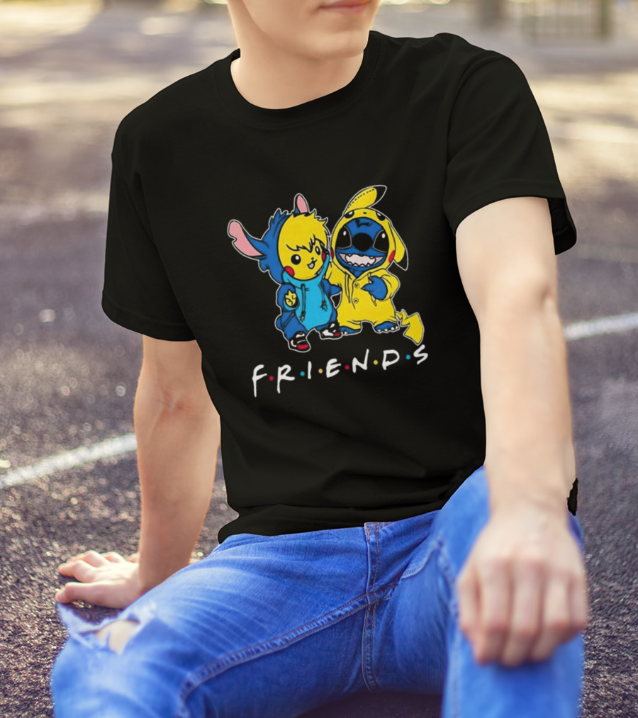 Friends Stitch And Pokemon Pikachu Friends For Life Disney T-Shirt