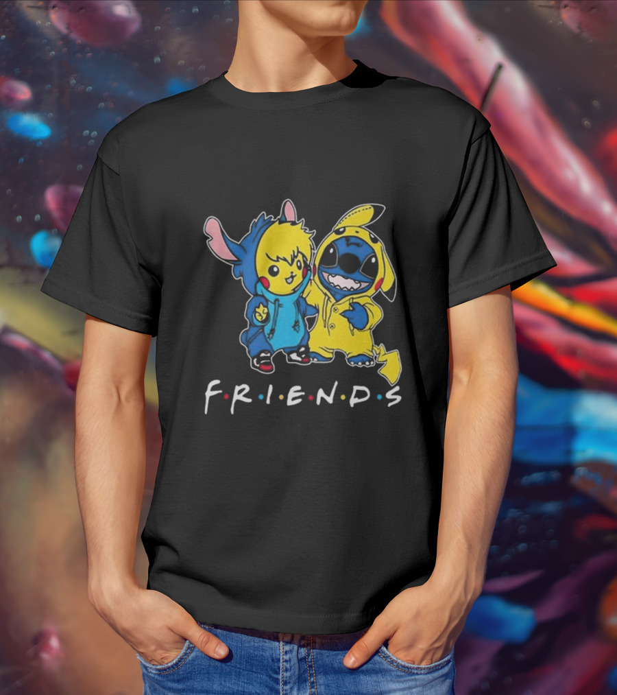 Friends Stitch And Pokemon Pikachu Friends For Life Disney T-Shirt