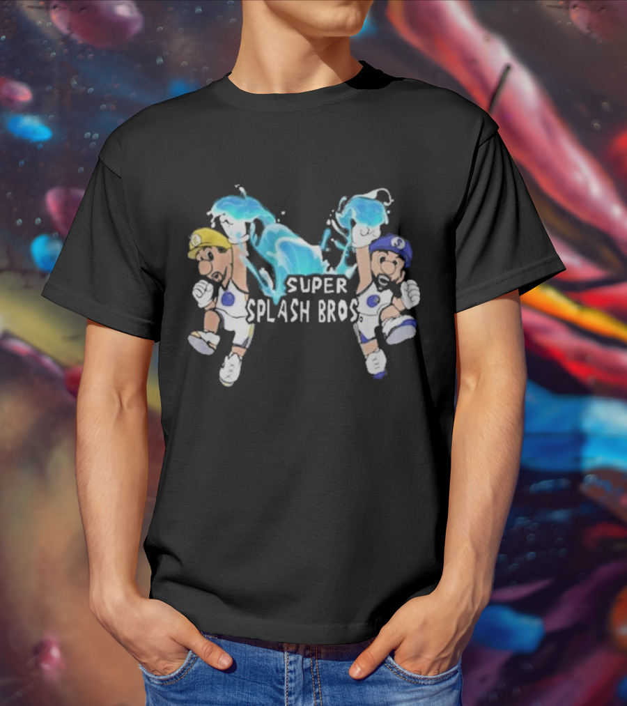 Super Splash Bros Steph Curry And Klay Thompson Mario Themed Basketball Duo T-Shirt