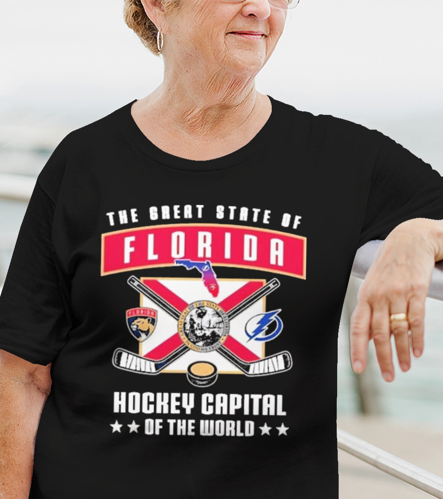 The Great State Of Florida Hockey Capital Of The World Tampa Bay Lightning Florida Panthers T-Shirt