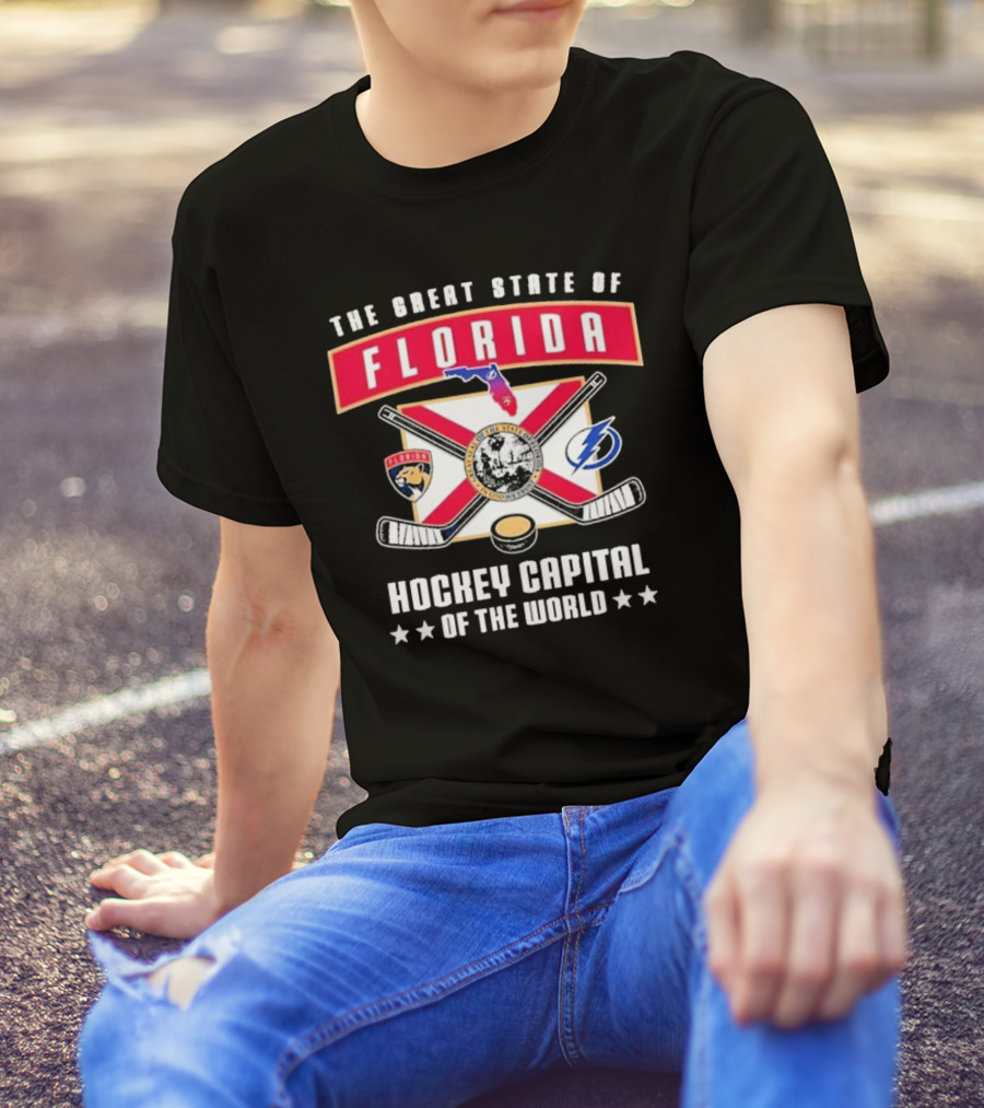 The Great State Of Florida Hockey Capital Of The World Tampa Bay Lightning Florida Panthers T-Shirt
