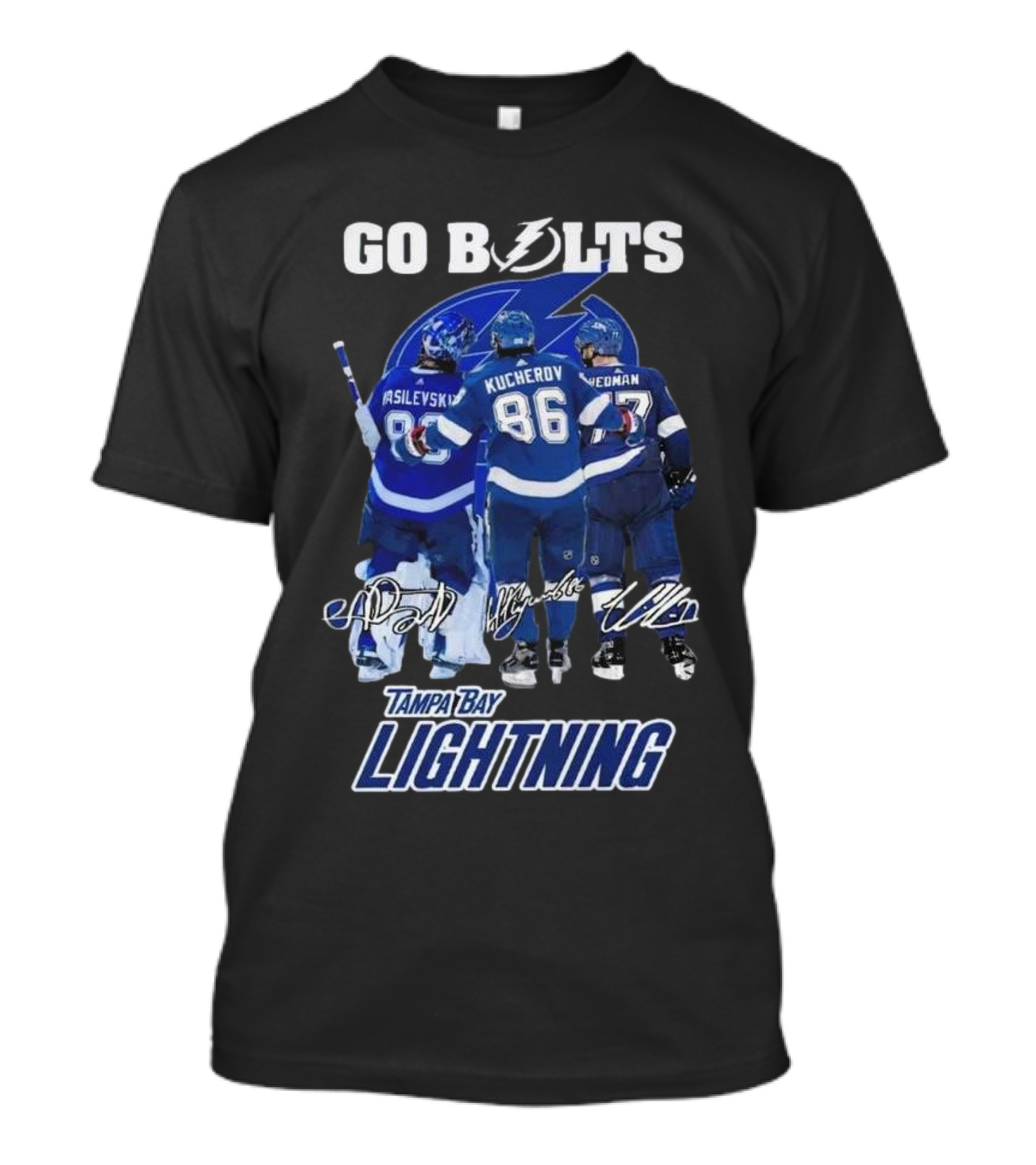Tampa Bay Lightning Go Bolts Asilevskiy Kucherov Hedman Signatures T-Shirt