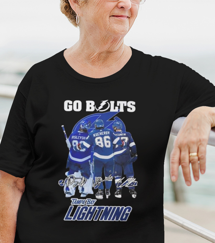 Tampa Bay Lightning Go Bolts Asilevskiy Kucherov Hedman Signatures T-Shirt
