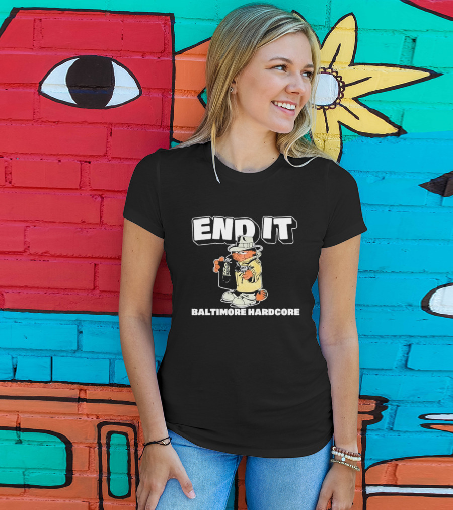 End It Baltimore Hardcore Garfield Trench Coat Detective T-Shirt