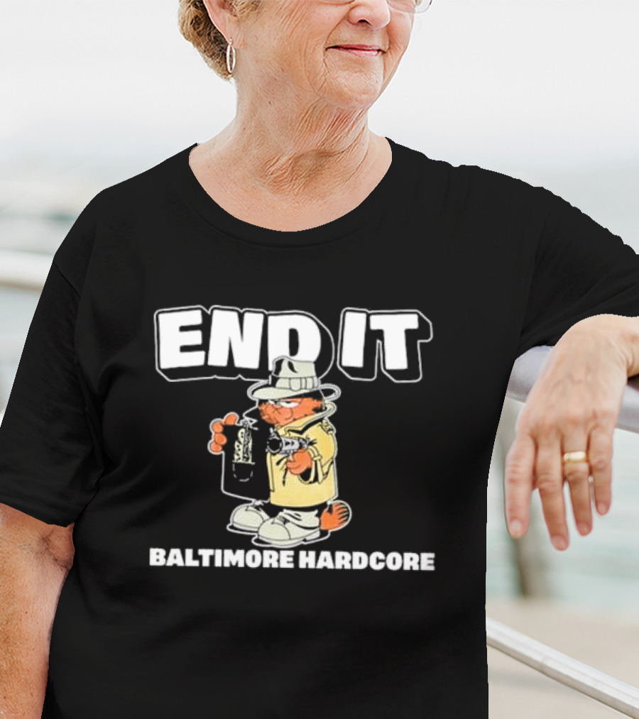 End It Baltimore Hardcore Garfield Trench Coat Detective T-Shirt