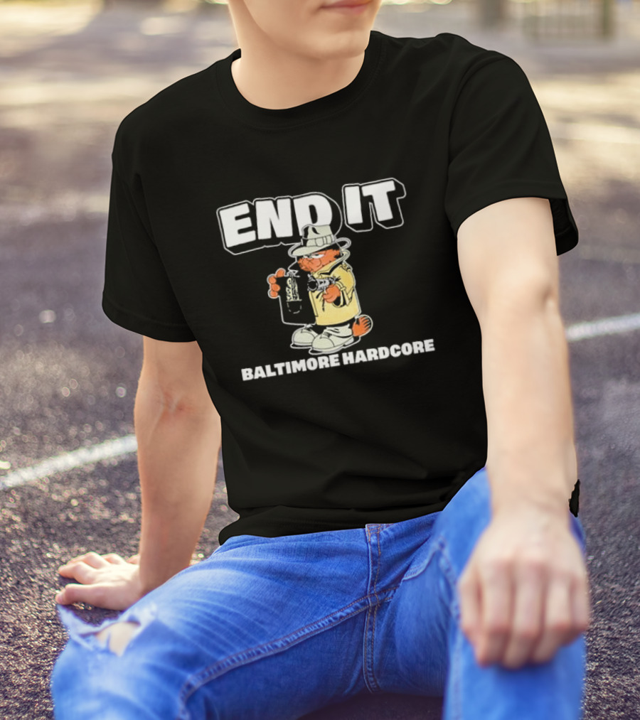 End It Baltimore Hardcore Garfield Trench Coat Detective T-Shirt