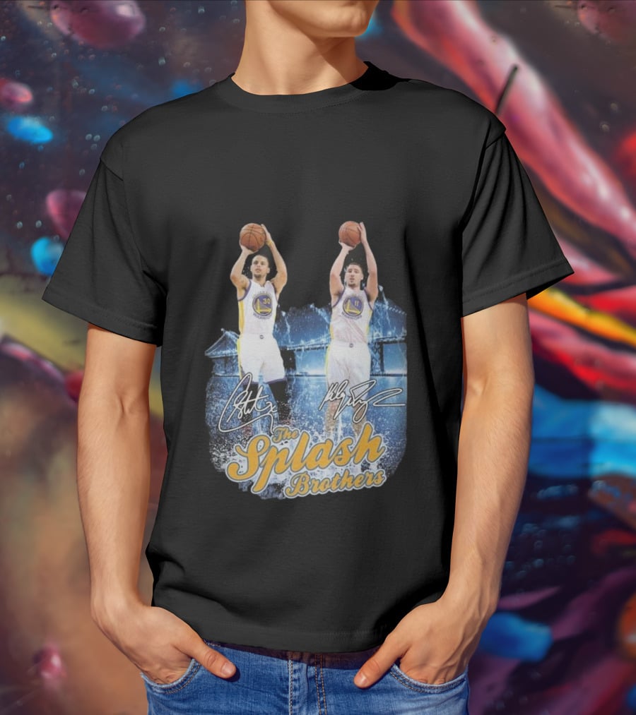 Golden State Warriors Stephen Curry Klay Thompson Splash Brothers Signatures T-Shirt