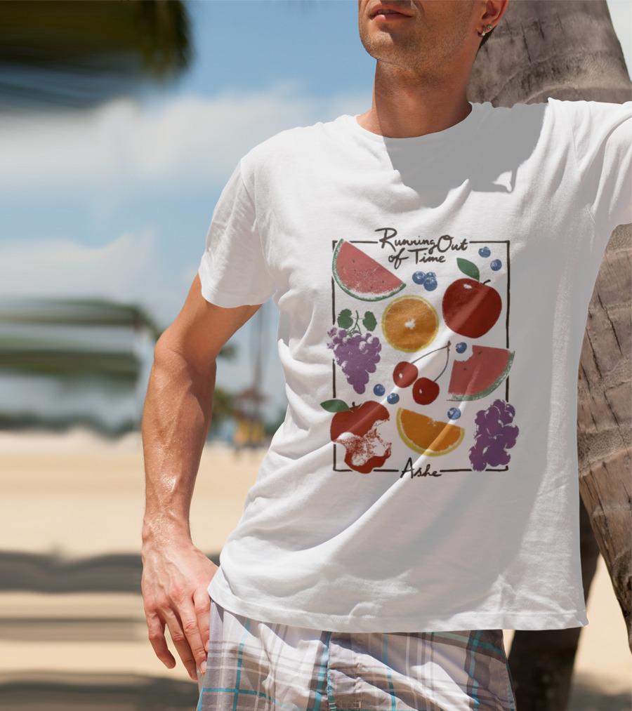 Running Out Of Time Ashe Fruit Collage Watermelon Orange Apple Grapes T-Shirt