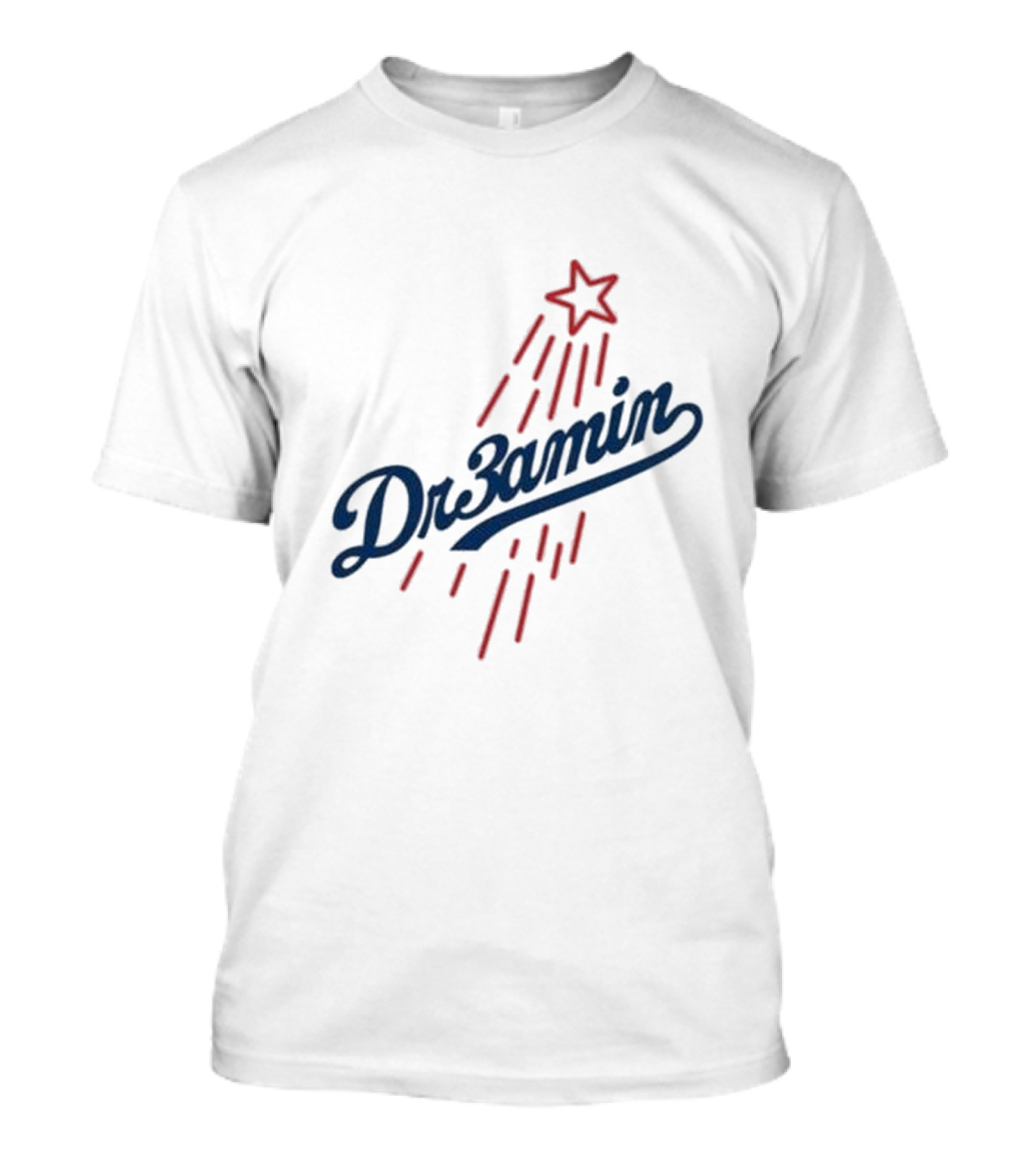Dr3amin Red Star Streak White Clix Merch LA Star Crew T-Shirt
