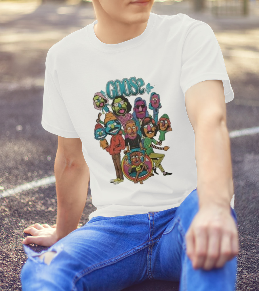 GOOSE Puppets Vibrant Cartoon Characters Ensemble T-Shirt