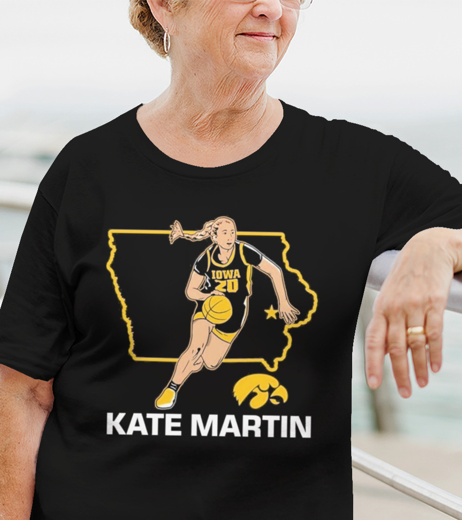 Kate Martin Iowa Basketball Star Player Number 20 Hawkeyes State Outline T-Shirt