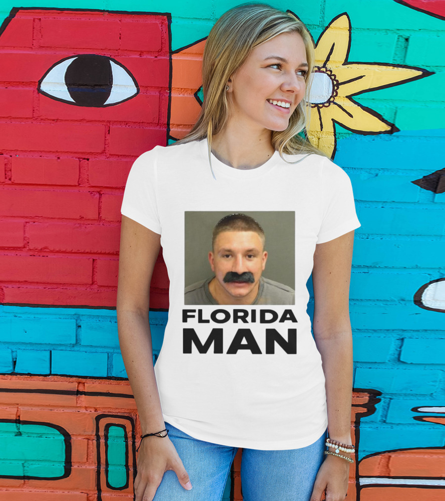 Stevewilldoit Florida Man Image Black Mustache Face T-Shirt