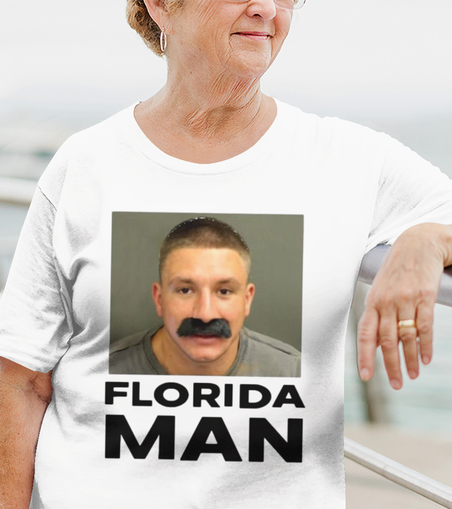 Stevewilldoit Florida Man Image Black Mustache Face T-Shirt