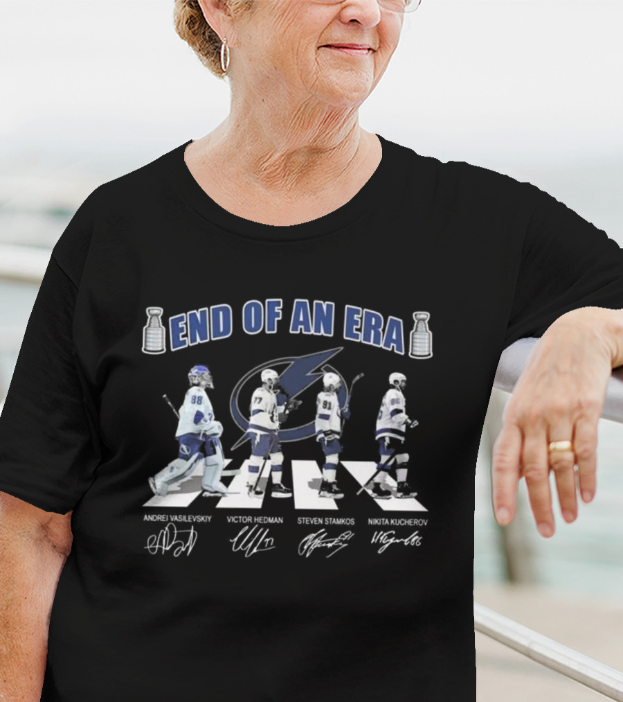 End Of An Era Tampa Bay Lightning Abbey Road Vasilevskiy Hedman Stamkos Kucherov Signatures T-Shirt