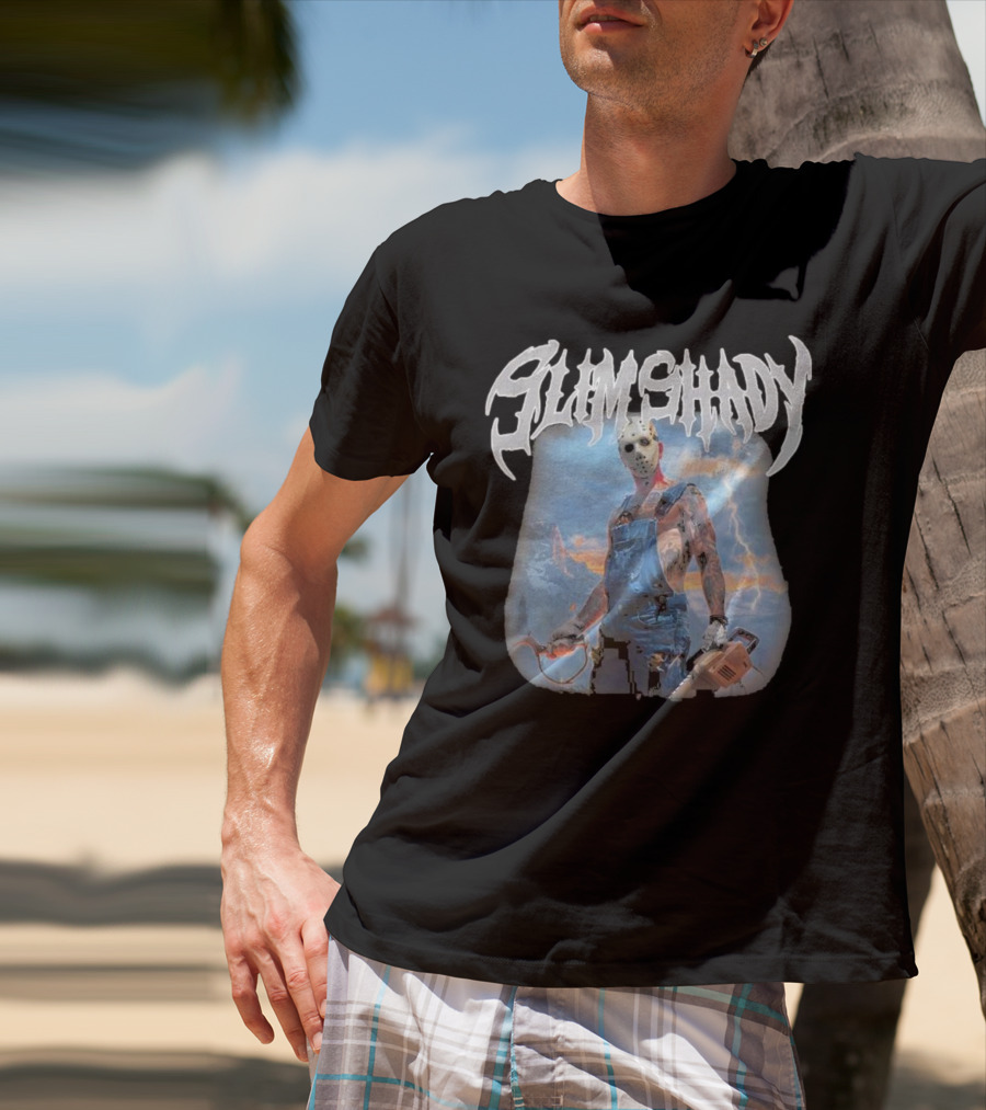 Slim Shady Eminem Chainsaw Masked Horror Character T-Shirt