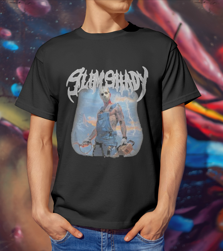 Slim Shady Eminem Chainsaw Masked Horror Character T-Shirt