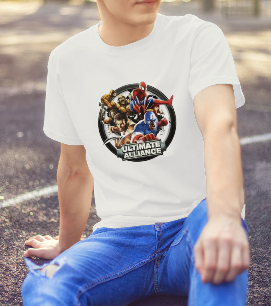Tobey Maguire Spider-Man Featured In Marvel Ultimate Alliance Heroes Assemblage T-Shirt