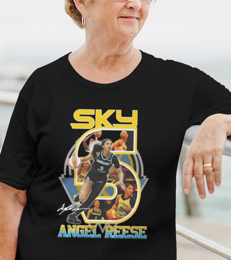 Chicago Sky Angel Reese 5 Signature WNBA T-Shirt