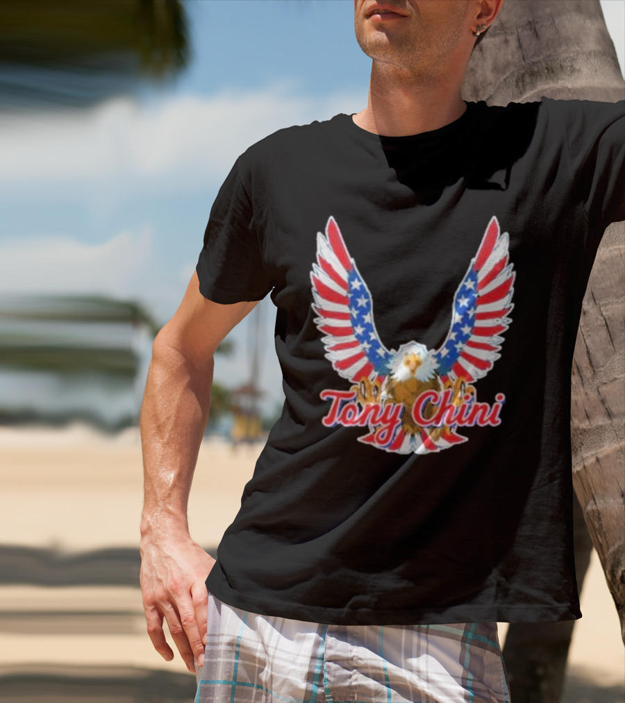 Tony Chini American Flag Eagle Wings T-Shirt