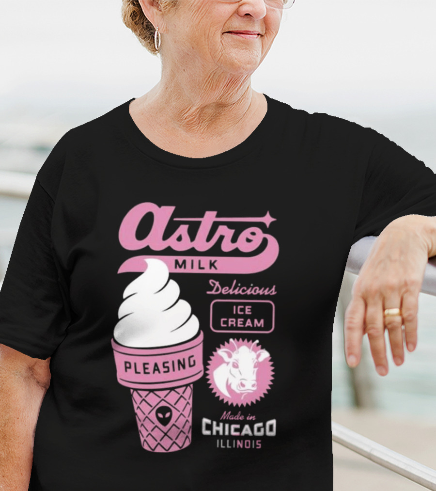 Astro Milk Delicious Ice Cream Pleasing Made In Chicago Illinois T-Shirt