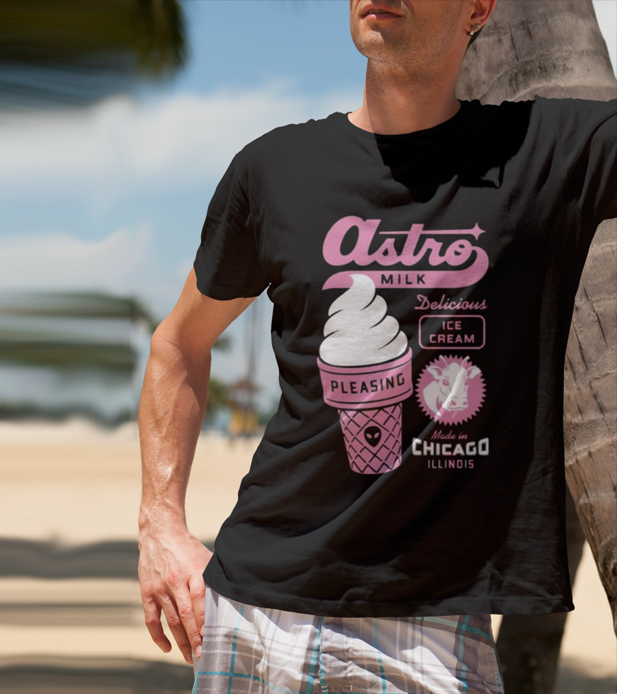 Astro Milk Delicious Ice Cream Pleasing Made In Chicago Illinois T-Shirt