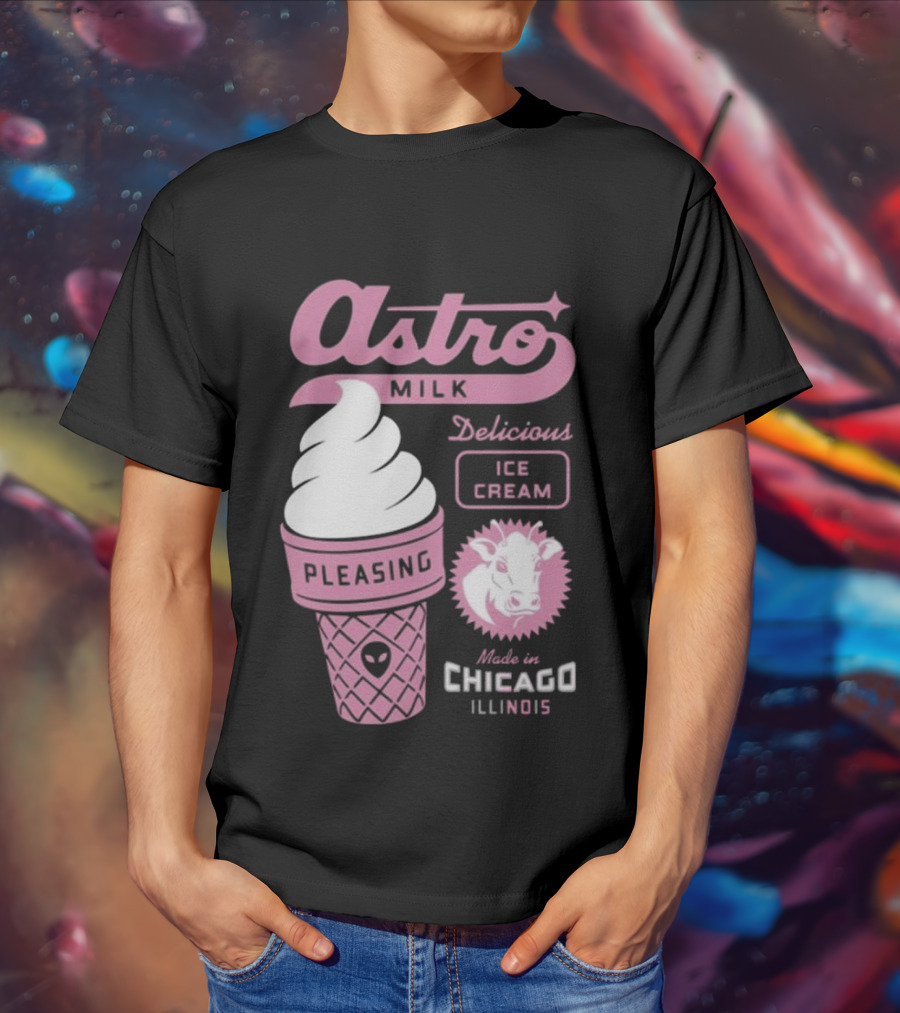 Astro Milk Delicious Ice Cream Pleasing Made In Chicago Illinois T-Shirt