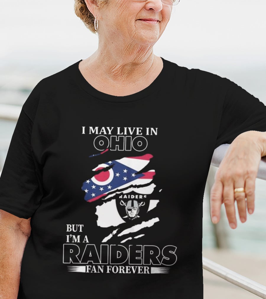 Ohio Resident Lifelong Las Vegas Raiders Fan With Ohio Flag And Raiders T-Shirt