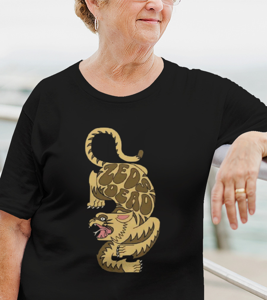 Zeds Dead Luxfury Black Retro Tiger Design Zeds Dead T-Shirt