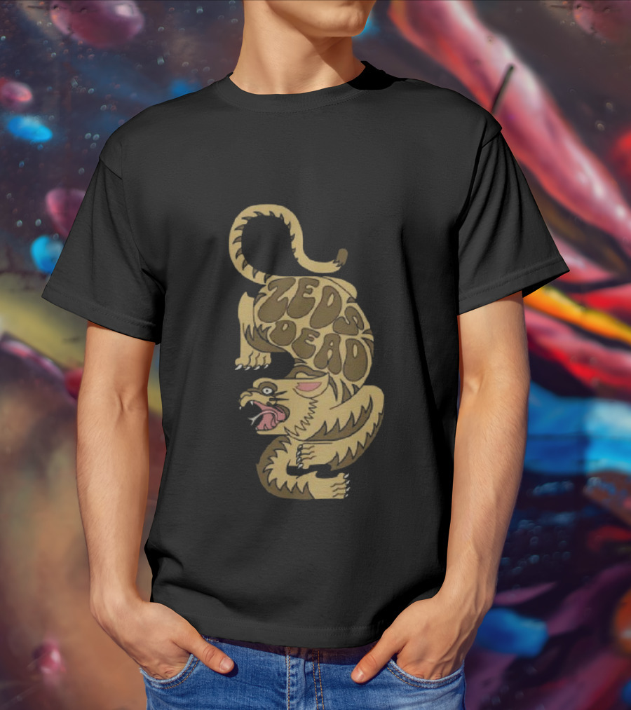 Zeds Dead Luxfury Black Retro Tiger Design Zeds Dead T-Shirt