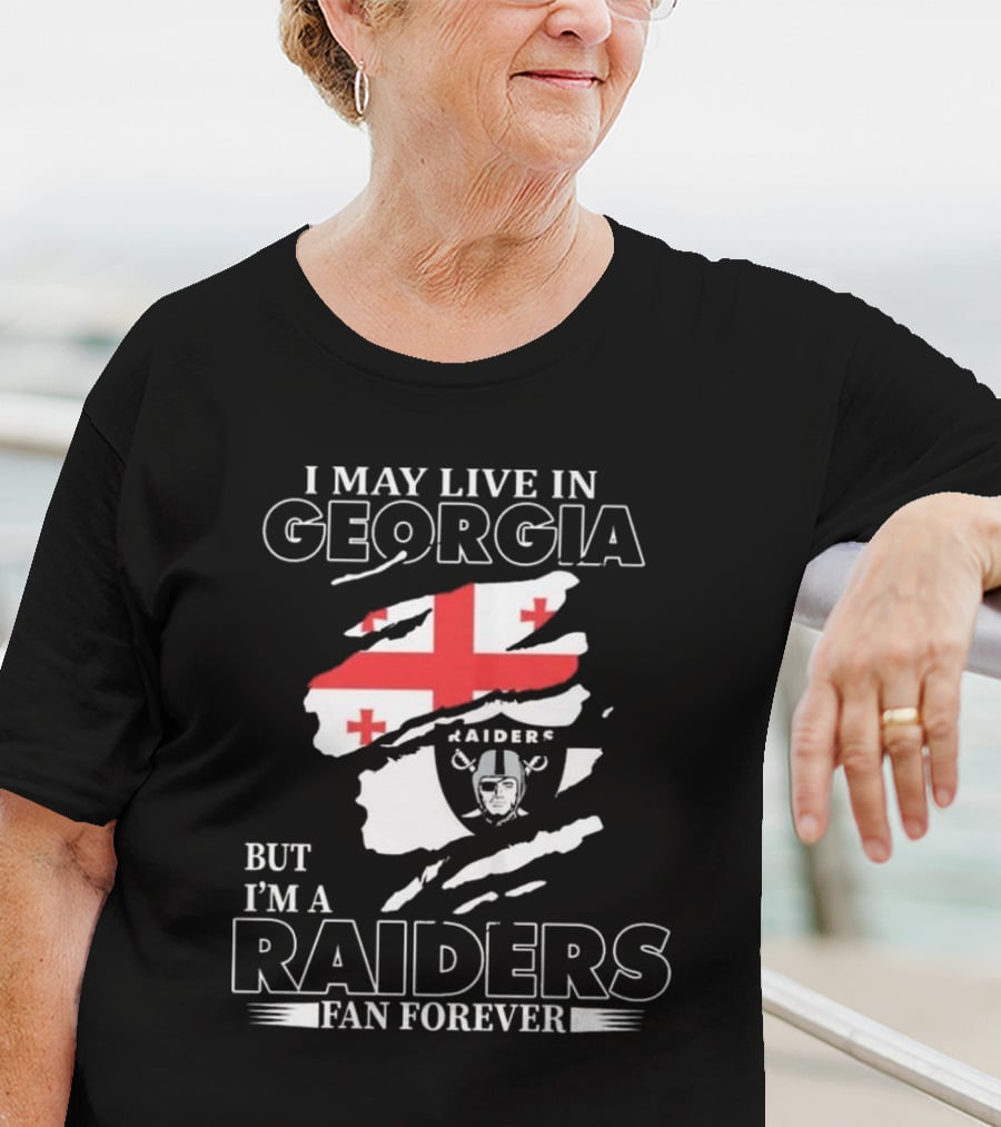 Las Vegas Raiders Fan Forever Living In Georgia With Raiders Logo And Flag T-Shirt