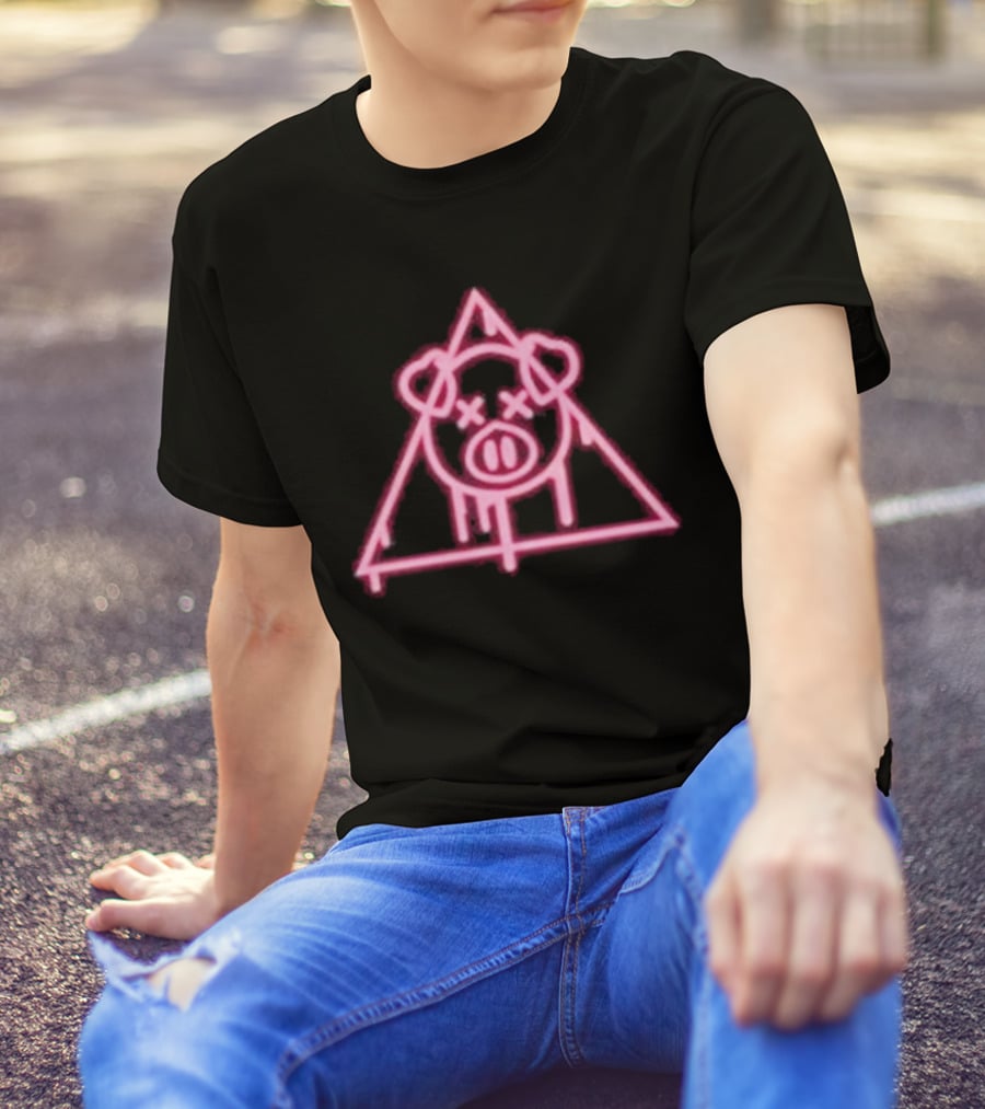 Shane Dawson Merch Neon Spray Paint Pig Triangle T-Shirt