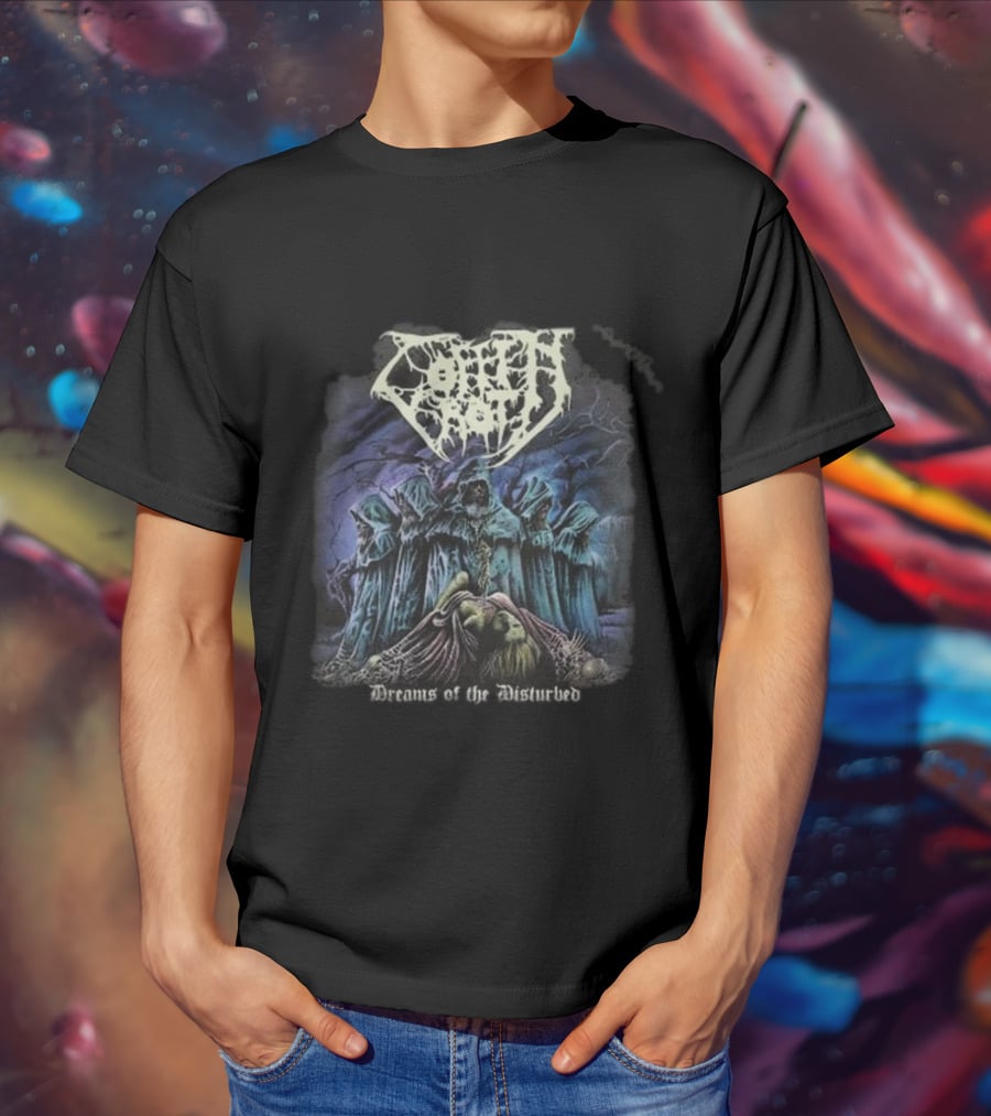 Coffin Rot Dreams Of The Disturbed Hooded Figures Enigmatic Ritual Scene T-Shirt