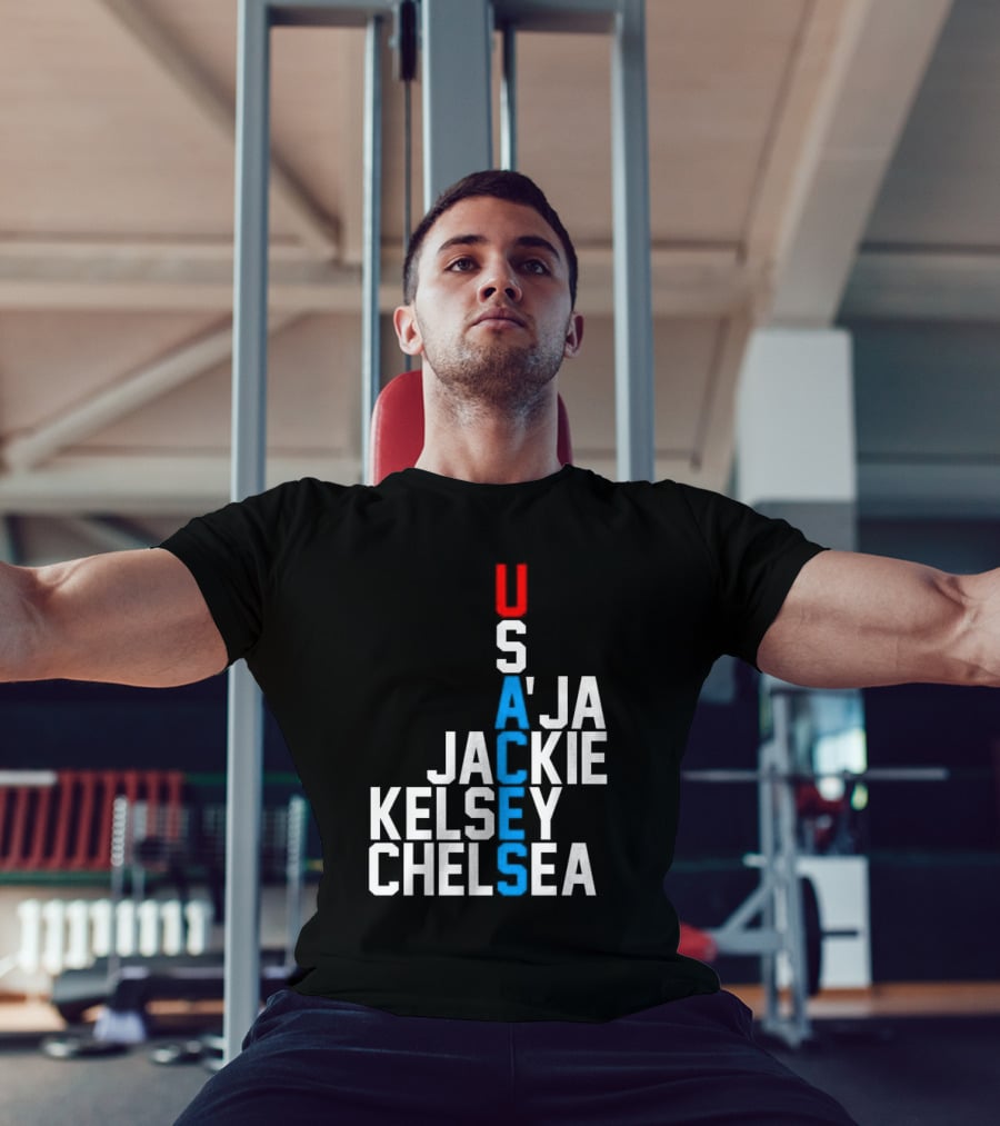 Usaces A’ja Jackie Kelsey Chelsea Team Names Vertical Arrangement T-Shirt