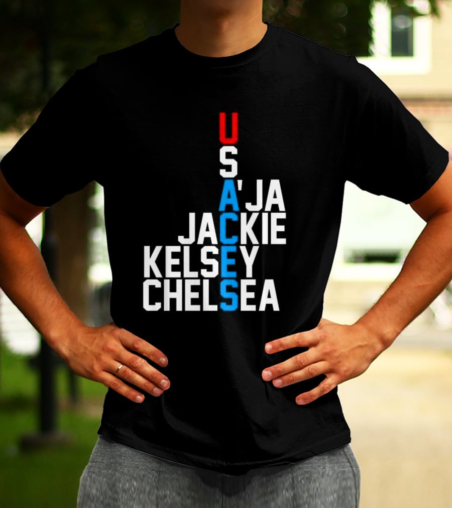 Usaces A’ja Jackie Kelsey Chelsea Team Names Vertical Arrangement T-Shirt