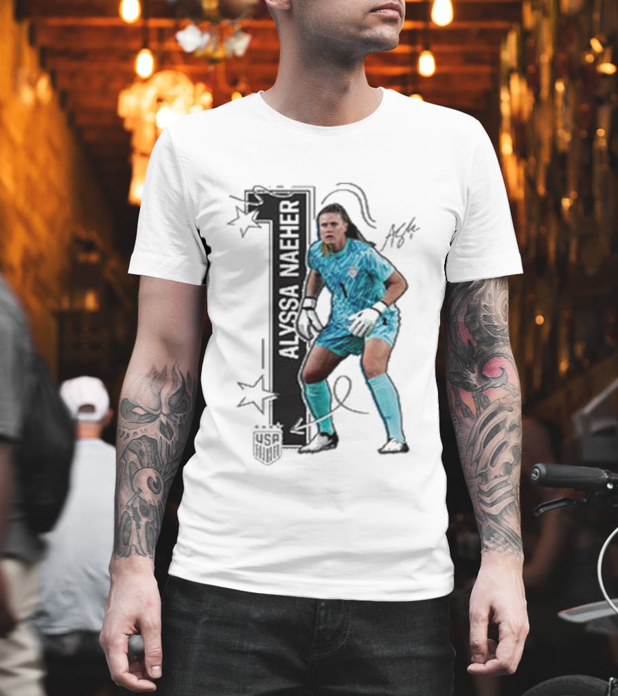 USWNT Alyssa Naeher Number One Star Keeper Signature T-Shirt