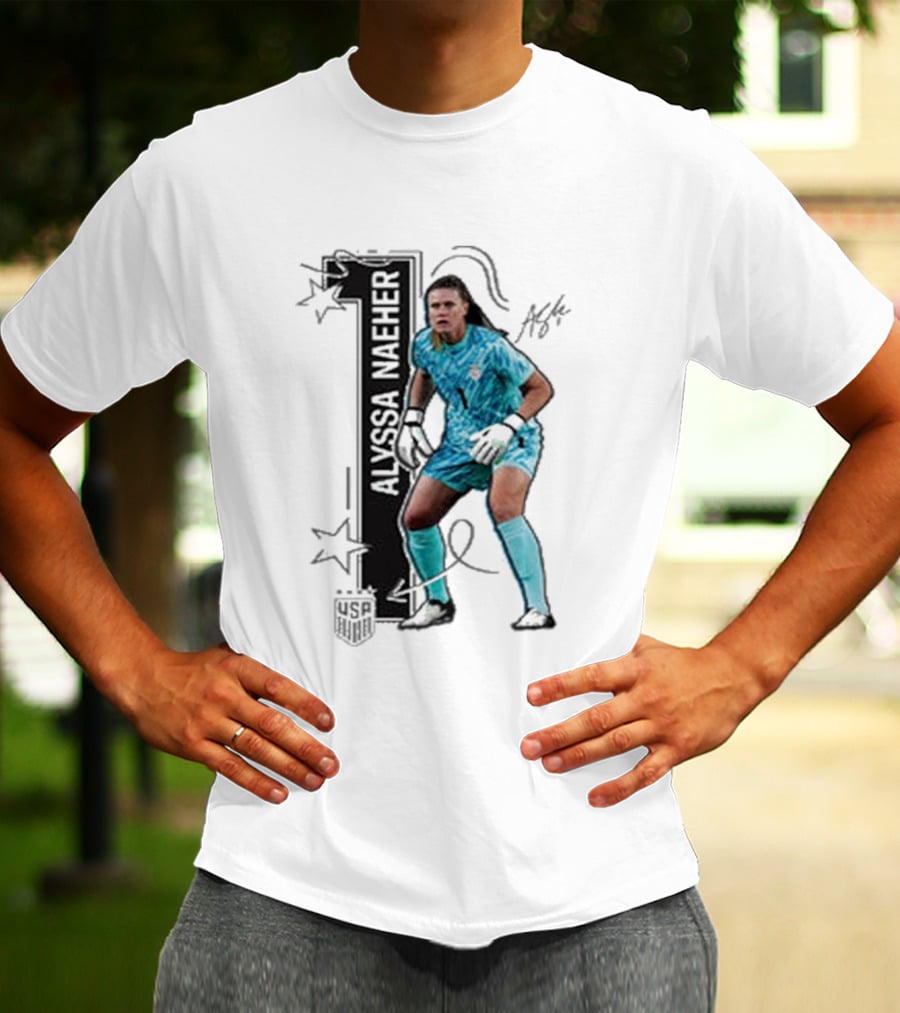 USWNT Alyssa Naeher Number One Star Keeper Signature T-Shirt