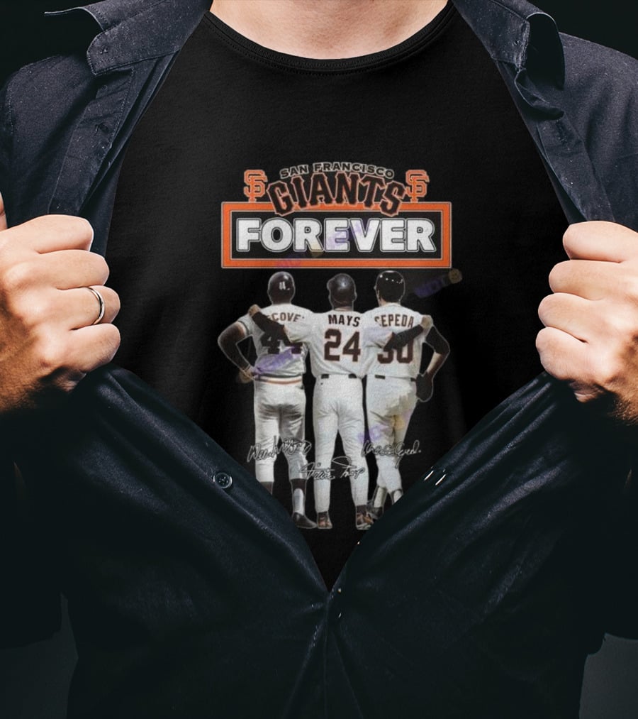 San Francisco Giants Forever McCovey Mays Cepeda Signatures T-Shirt
