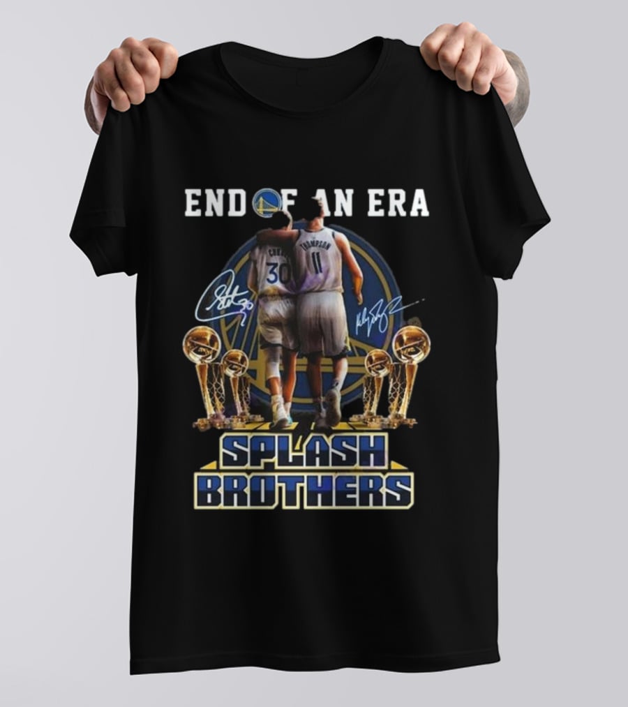End Of An Era Golden State Warriors Splash Brothers Curry Thompson Signatures T-Shirt