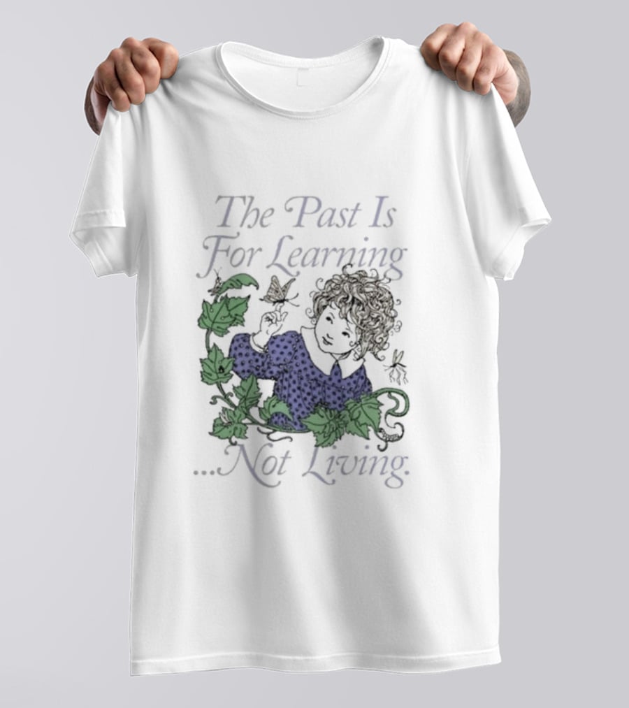 The Past Is For Learning Not Living Curly-Haired Child With Ivy And Butterflies T-Shirt