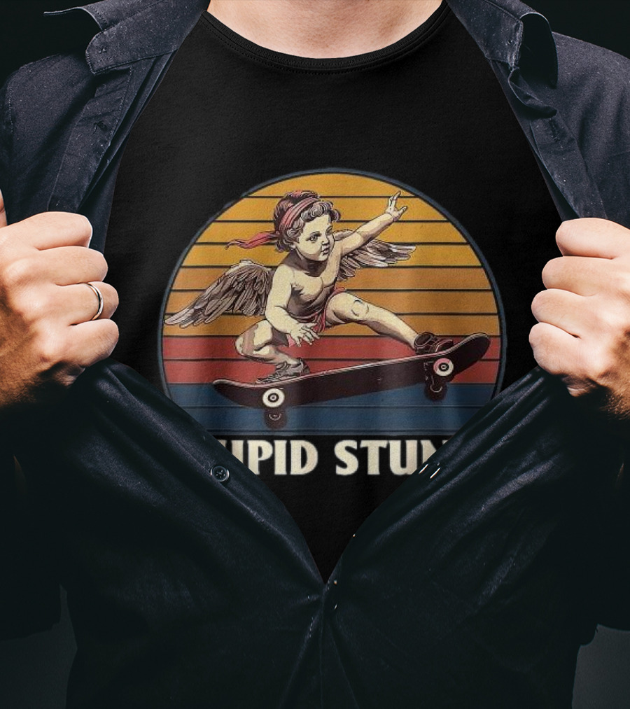 Cupid Stunt Retro Skateboarding Angel T-Shirt