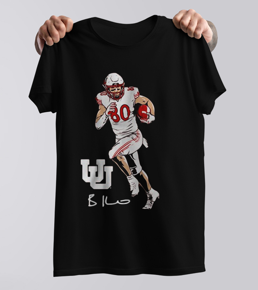 Brant Kuithe Utah Football Number 80 Superstar Pose With UW T-Shirt