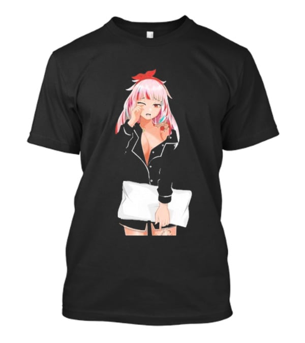 Fefe August Anime Character With Red Bow And Black T-Shirt