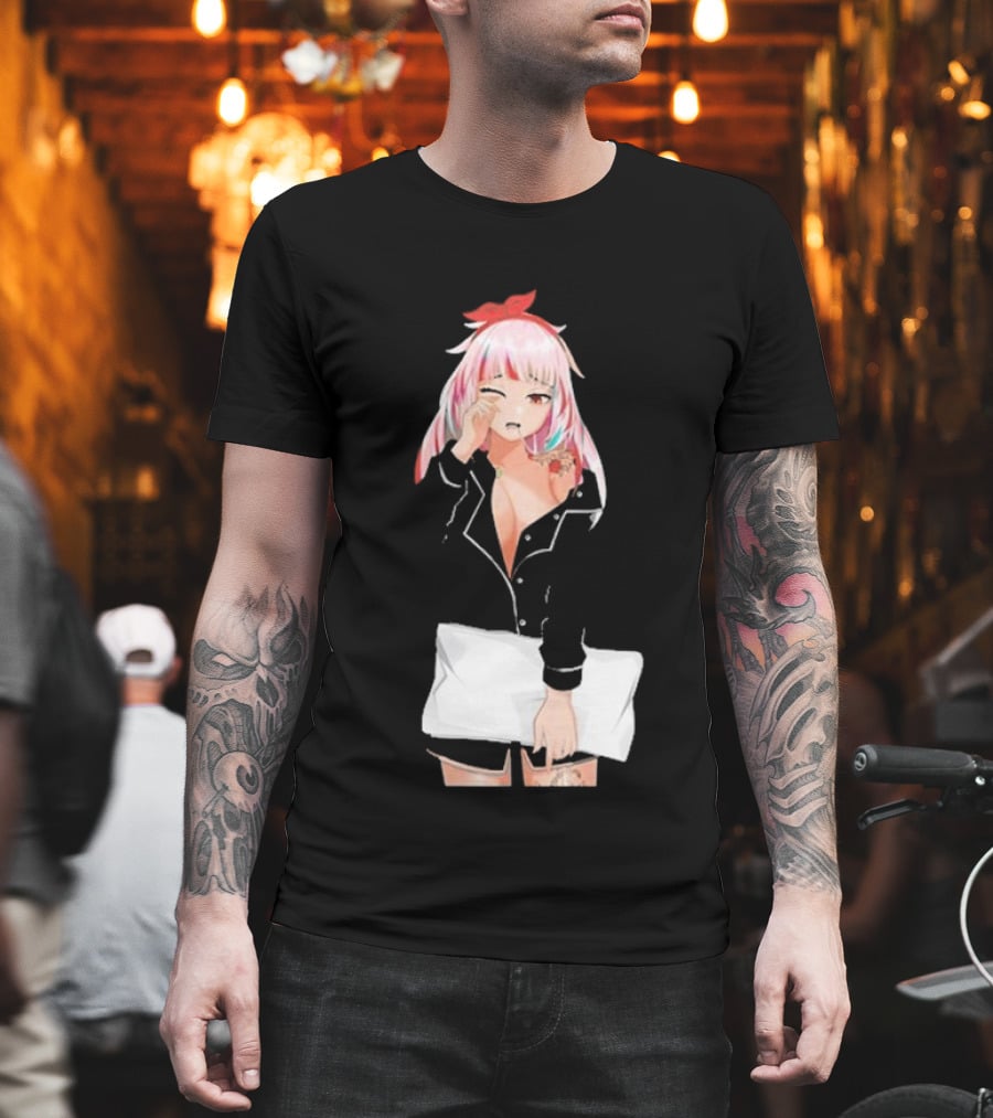 Fefe August Anime Character With Red Bow And Black T-Shirt