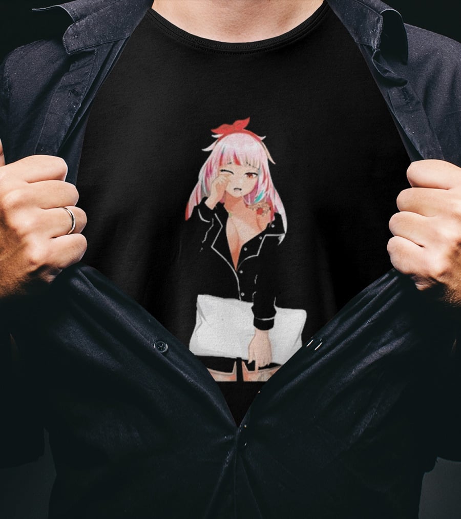 Fefe August Anime Character With Red Bow And Black T-Shirt