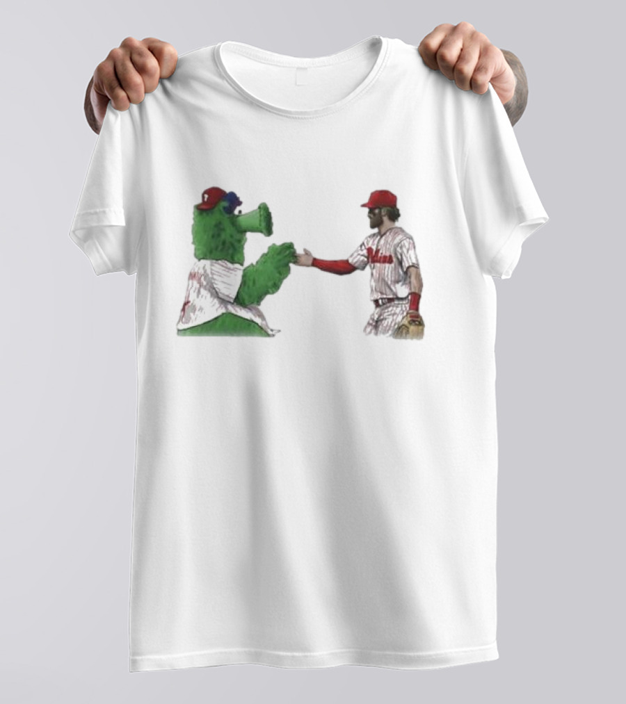 Best Friends The Phillies Phanatic And His Pookie Handshake Moment T-Shirt